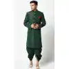 Green Color Dupion Silk Ready Made Plus SIze Men's Indo Western Sherwani -1907134390