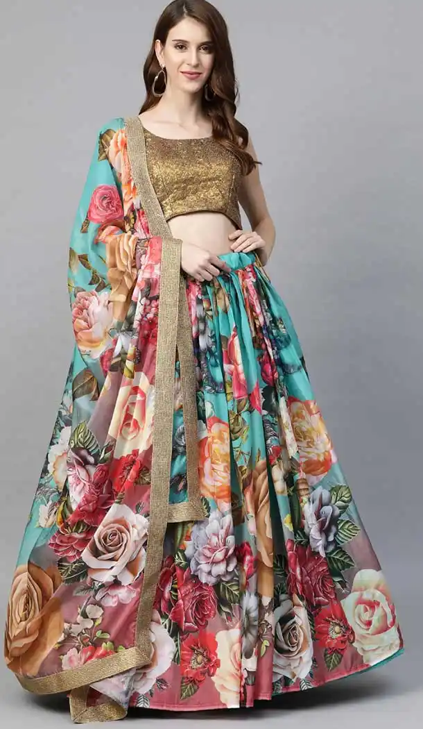 Multi Color Pure Bt Organza Digital Printed Party Wear Women Lehenga -1928134532