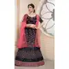 Black Color Pure Satin Silk Traditional Wear Women Lehenga Choli -1929134536
