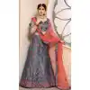 Grey Color Pure Satin Silk Traditional Wear Women Lehenga Choli -1929134537