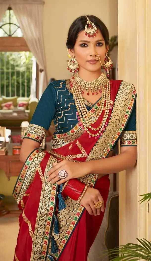 Red Color Soft Crepe Silk Traditional Wear Designer Saree Blouse -1934134562