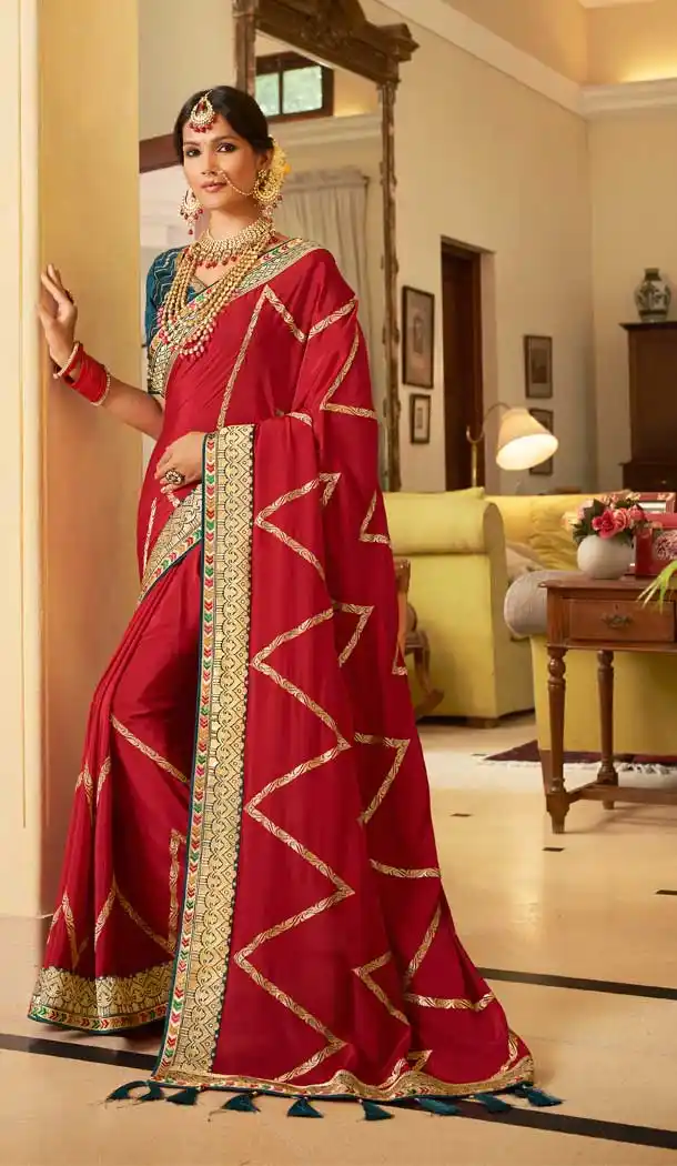 Red Color Soft Crepe Silk Traditional Wear Designer Saree Blouse -1934134562