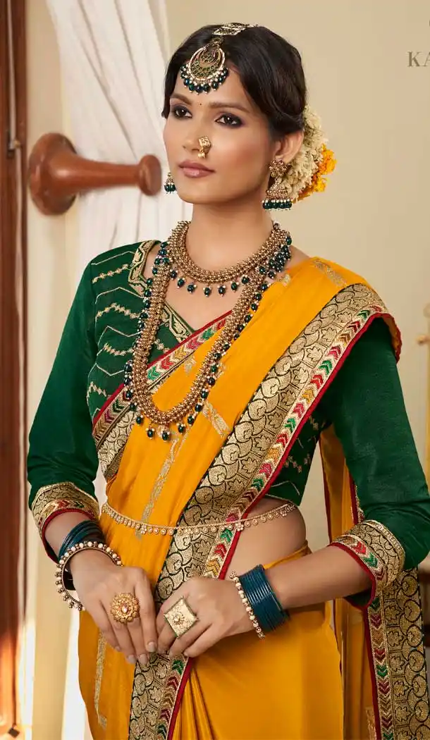 Yellow Color Soft Crepe Silk Traditional Wear Designer Saree Blouse -1934134564