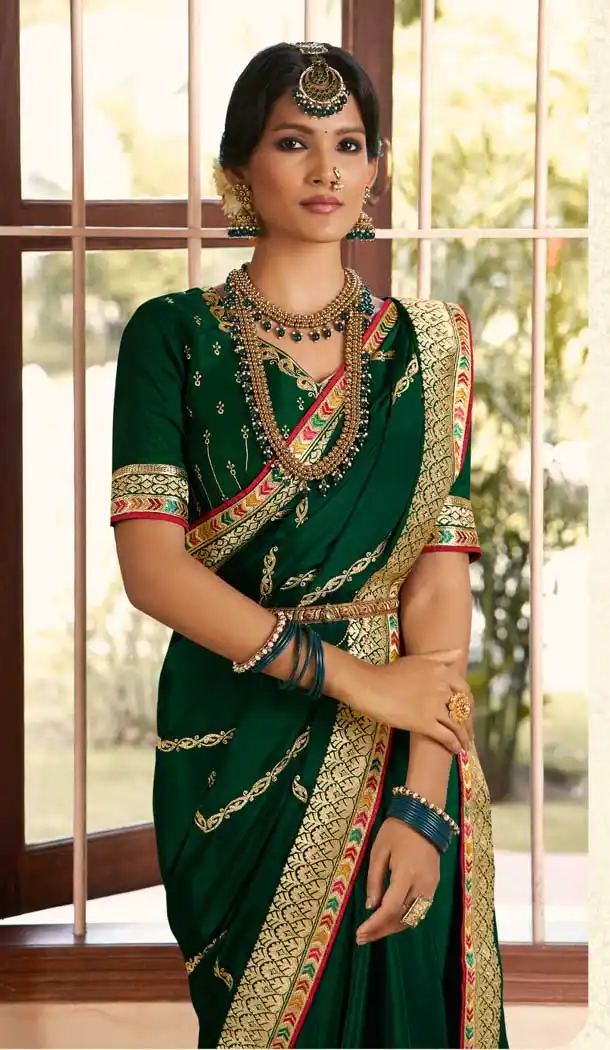 Green Color Soft Crepe Silk Traditional Wear Designer Saree Blouse -1934134566