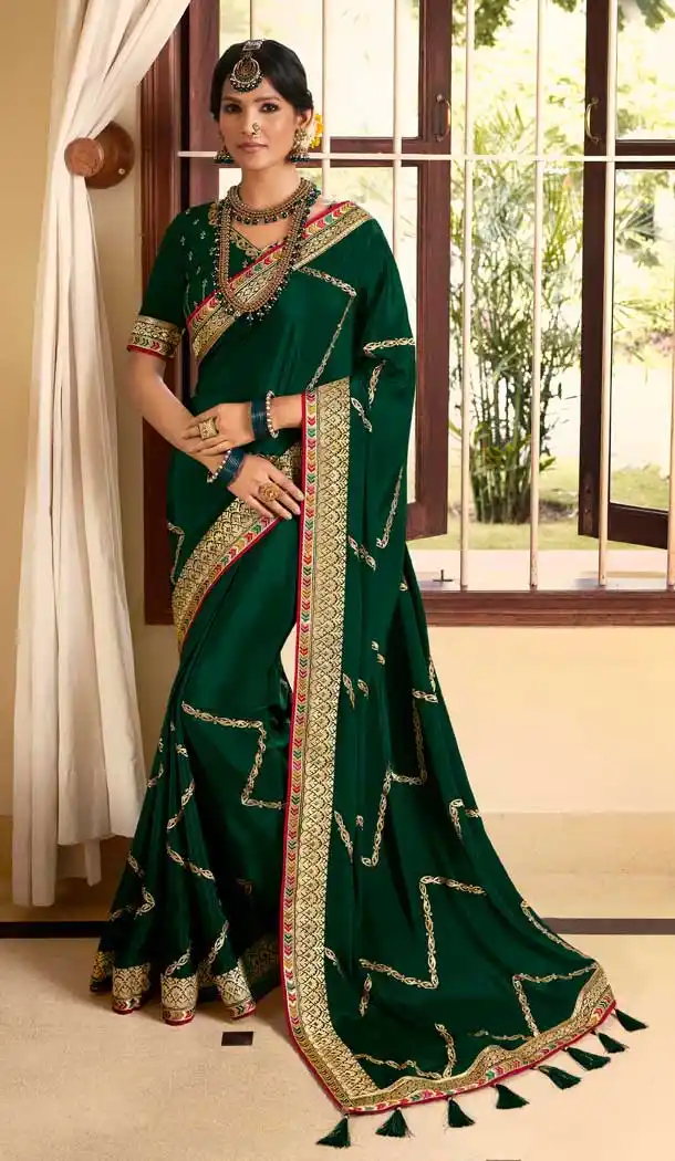 Green Color Soft Crepe Silk Traditional Wear Designer Saree Blouse -1934134566
