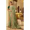 Pista Color Soft Crepe Silk Traditional Wear Designer Saree Blouse -1934134567