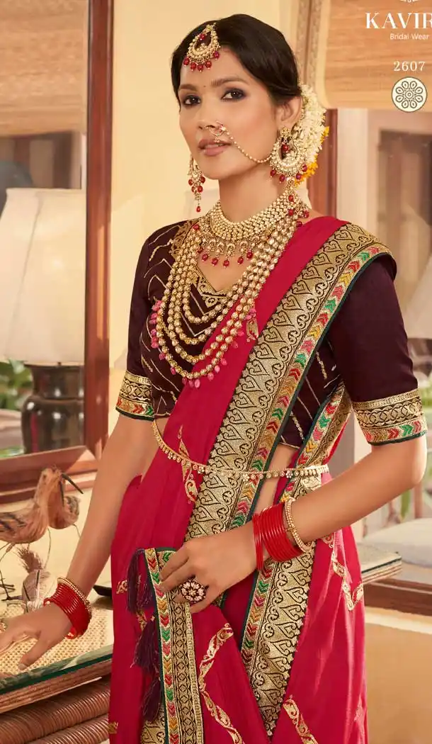 Rose Pink Color Soft Crepe Silk Traditional Wear Designer Saree Blouse -1934134568