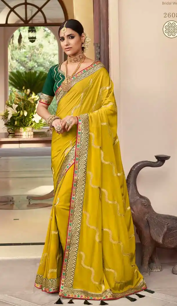 Lemon Color Soft Crepe Silk Traditional Wear Designer Saree Blouse -1934134569
