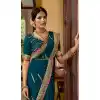 Teal Blue Color Soft Crepe Silk Traditional Wear Designer Saree Blouse -1934134570
