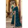 Teal Blue Color Soft Crepe Silk Traditional Wear Designer Saree Blouse -1934134570