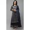 Navy Blue Color Cotton Designer Party Wear Ready Made Kurti Set -1942134607