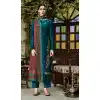 Teal Blue Color Pure Viscose Russian Silk Jacquard Salwar Suit -1969135007