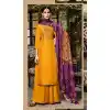 Yellow Color Pure Viscose Russian Silk Jacquard Salwar Suit -1969135010