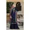 Navy Blue Color Pure Viscose Russian Silk Jacquard Salwar Suit -1969135011