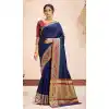 Ethnic Blue Color Silk Classic Casual Party Wear Saree Blouse -1973135022