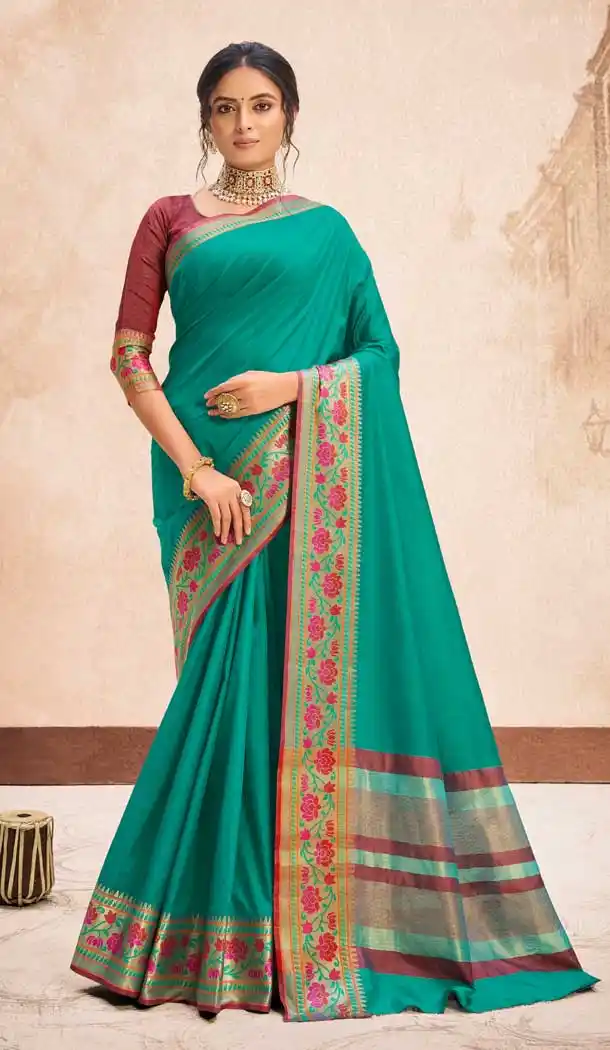 Rama Color Silk Classic Casual Party Wear Saree Blouse -1973135023