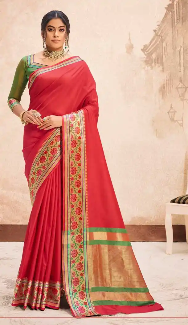 Red Color Silk Classic Casual Party Wear Saree Blouse -1973135024