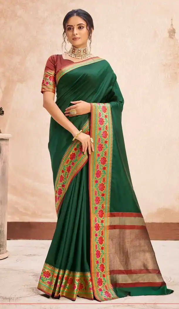 Green Color Silk Classic Casual Party Wear Saree Blouse -1973135025