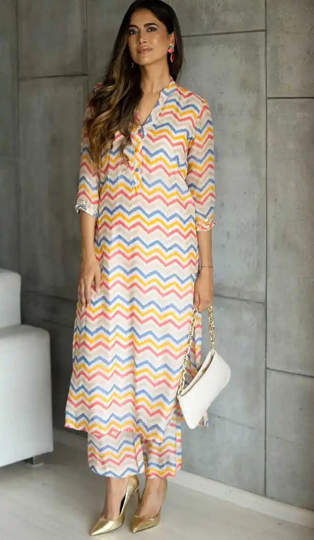 Contemporary Multi Color Pure Maslin Party Wear Readymade Kurti -1974135028
