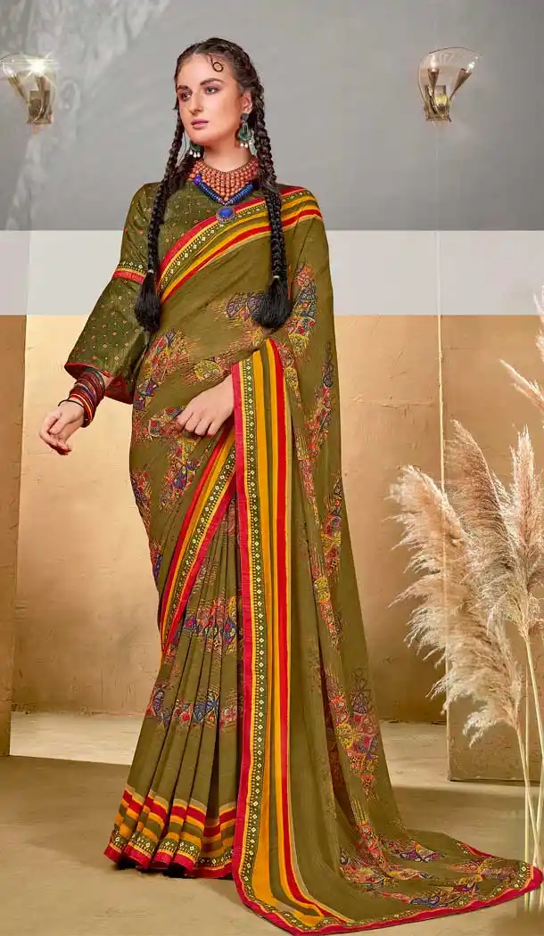 Alluring Multi Color Georgette Party Wear Abstract Printed Saree -1998135193