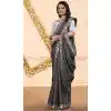 Scintillating Grey Color Silk Embroidered Casual Party Wear Saree -2034135486