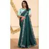 Majesty Rama Color Silk Embroidered Casual Party Wear Saree -2034135489