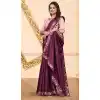 Chic Wine Color Silk Embroidered Casual Party Wear Saree -2034135490