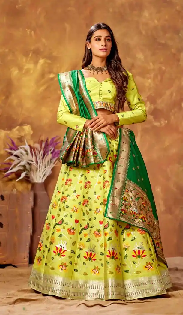 Pista Color Silk Designer Traditional Wedding Wer Lehenga Choli -2043135555