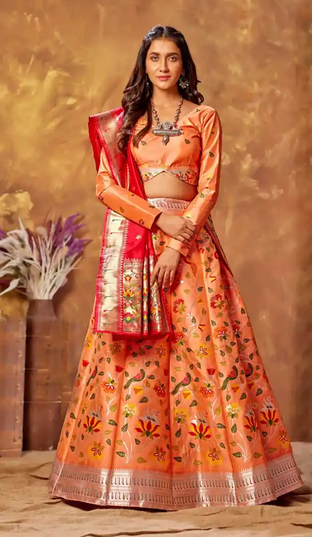 Peach Color Silk Designer Traditional Wedding Wer Lehenga Choli -2043135556