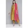 Golden Color South Cotton Party Wear Readymade Salwar Suit -2056135689