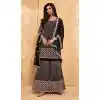 Black Color Faux Georgette Pakistani Style Palazzo Salwar Suit -2059135706