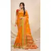 Yellow Color Cotton Silk Jacquard Woven Work Casual Wear Saree -2062135722
