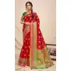 Red Color Cotton Silk Jacquard Woven Work Casual Wear Saree -2062135725