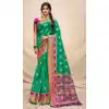 Sea Green Color Cotton Silk Jacquard Woven Work Casual Wear Saree -2062135726