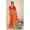 Orange Color Cotton Silk Jacquard Woven Work Casual Wear Saree -2062135727