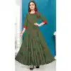Vivacious Green Color Rayon Printed Work Readymade Plus Size Long Kurti -2076135836