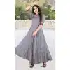 Magnificient Grey Color Rayon Printed Work Readymade Plus Size Long Kurti -2076135845
