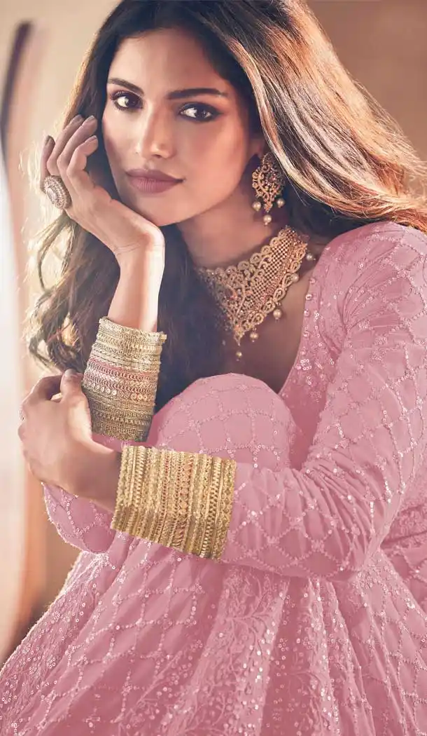 Light Pink Color Pure Georgette Designer Pakistani Style Salwar Kameez -2080135870