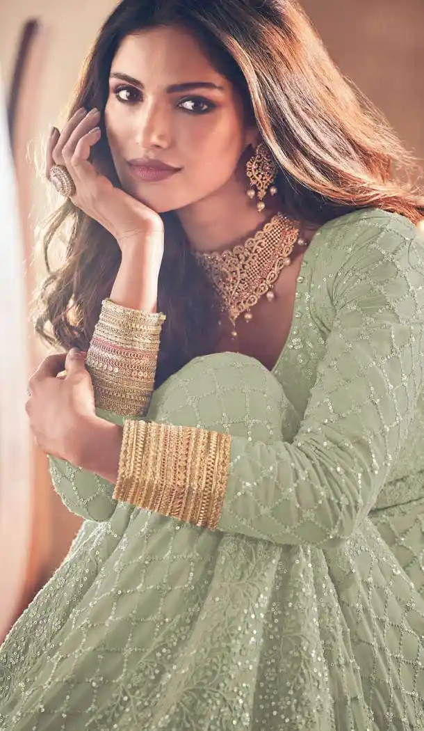 Sea Green Color Pure Georgette Designer Pakistani Style Salwar Kameez -2080135871