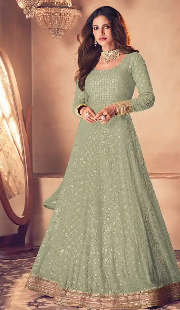 Sea Green Color Pure Georgette Designer Pakistani Style Salwar Kameez -2080135871
