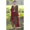 Brown Color French Creap Embroidered Punjabi Patiyala Salwar Suit -2081135877