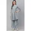 Grey Color Chinon Casual Party Wear Readymade Plus Size Kurti -2105136113