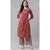 Attractive Red Color Poly Rayon Casual Party Wear Readymade Plus Size Kurti -2105136115