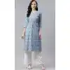 Blue White Color Poly Rayon Casual Party Wear Readymade Plus Size Kurti -2105136116