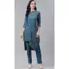 Sea Blue Color Poly Rayon Casual Party Wear Readymade Plus Size Kurti -2105136121