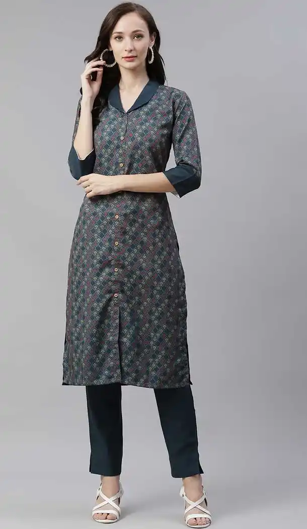 Dark Green Color Poly Rayon Casual Party Wear Readymade Plus Size Kurti -2105136122