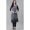 Dark Green Color Poly Rayon Casual Party Wear Readymade Plus Size Kurti -2105136124