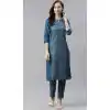 Fancy Sea Blue Color Poly Rayon Casual Party Wear Readymade Plus Size Kurti -2105136125