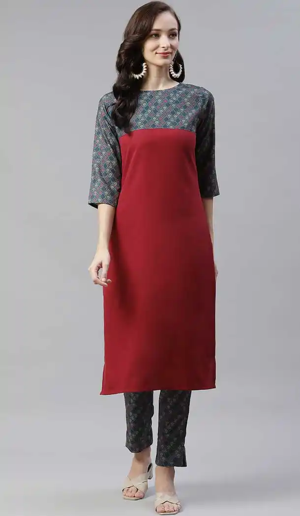 Classy Red Color Poly Rayon Casual Party Wear Readymade Plus Size Kurti -2105136128
