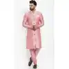 Light Pink Color Banarasi Dhupion Silk Plus Size Men Kurta Pajama -2114136230